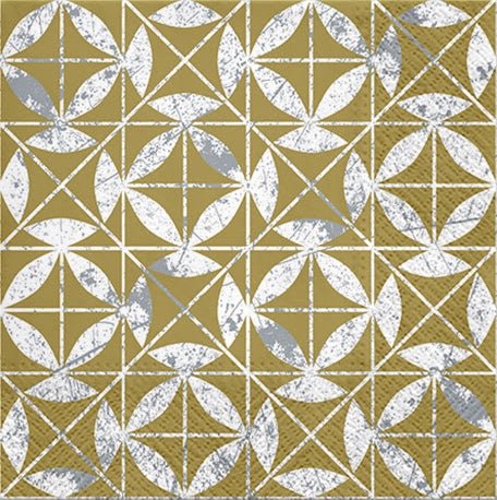 Disposable_Gold Napkin 33x33cm/13in 20pc - Mosaic Texture