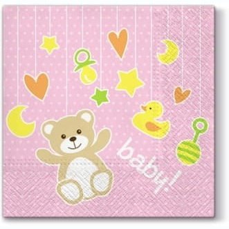 Disposable_Pink Napkin 33x33cm/13in 20pc - Baby Toys