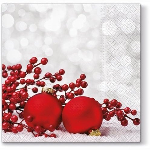 Disposable_Red Napkin 33x33cm/13in 20pc - Baubles On Snow