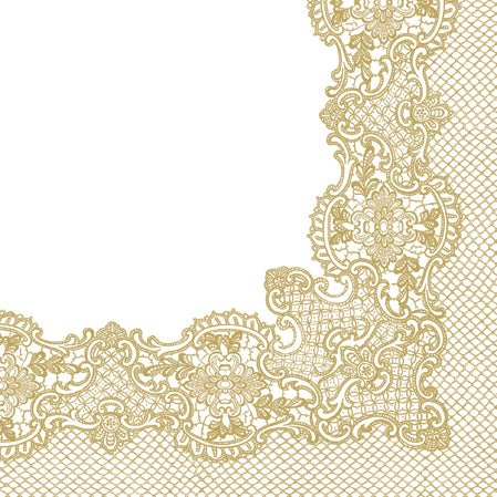 Disposable_Gold Napkin 33x33cm/13in 20pc - Lace Frame