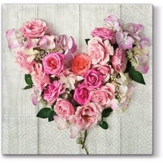 Disposable_Pink Napkin 33x33cm/13in 20pc - Rose Heart