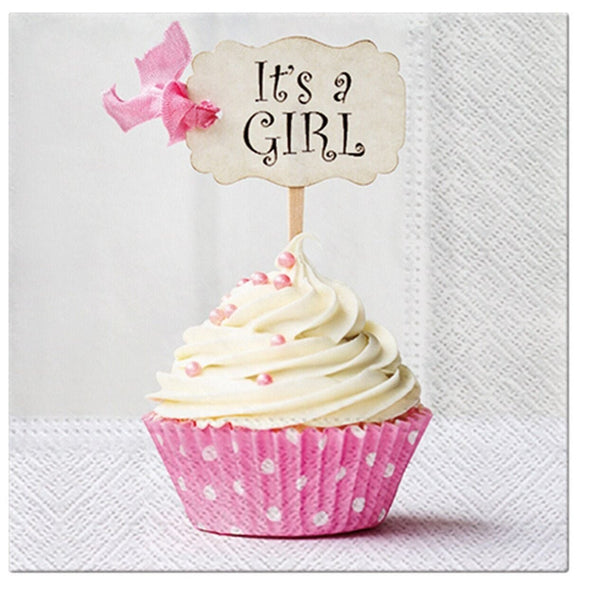 Disposable_Pink Napkin 33x33cm/13in 20pc - Cupcake