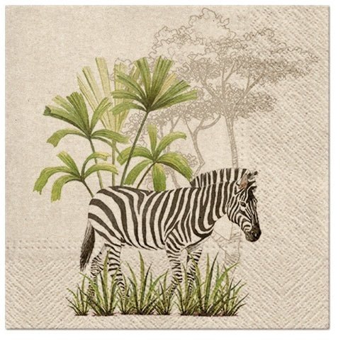 Disposable_Brown Napkin 33x33cm/13in 20pc - We Care Zebra