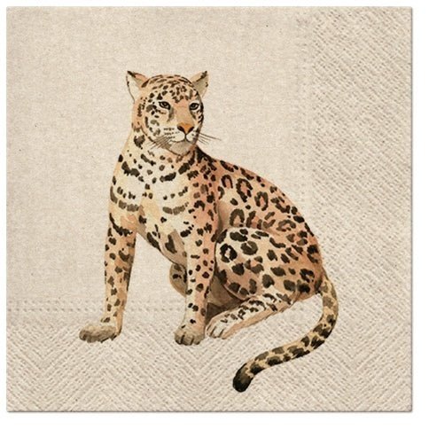 Disposable_Brown Napkin 33x33cm/13in 20pc - We Care Leopard