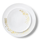 Disposable 32 White & Gold Reusable Plastic Dinnerware Set - Chanuka 