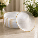 10 Transparent & Gold Reusable Plastic Plate 19cm - Ribbed