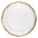 Disposable 10 White & Gold Reusable Plastic Plate 26cm - Aristocrat 