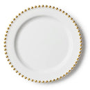 Disposable 10 White & Gold Reusable Plastic Plate 19cm - Beaded 