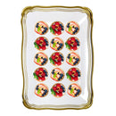 Disposable 2 White & Gold Rectangular Reusable Plastic Serving Tray 33x23cm - Aristocrat 