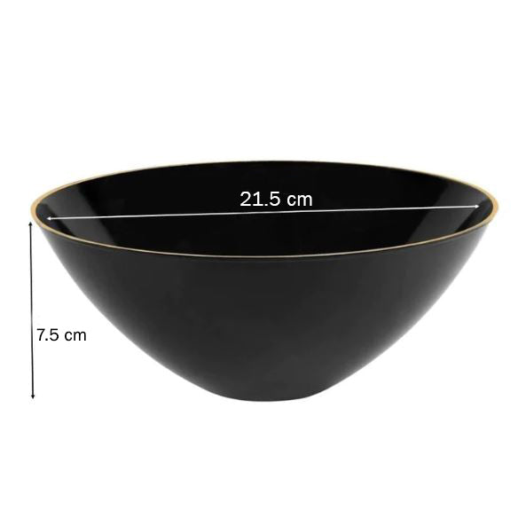 Disposable 1 Black & Gold Reusable Serving Bowl - Curve 