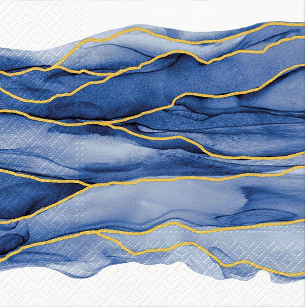 Disposable 20 Blue Napkin 33x33cm - Watercolor Waves 
