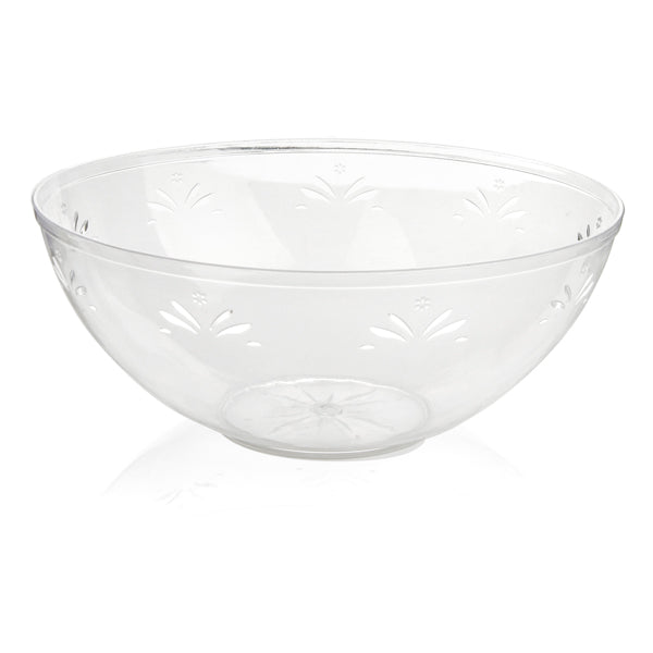 Disposable 1 Transparent Reusable Plastic Serving Bowl 2L - Flower 