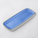 Blue & Gold Reusable Plastic Serving Tray 43 cm - Edge