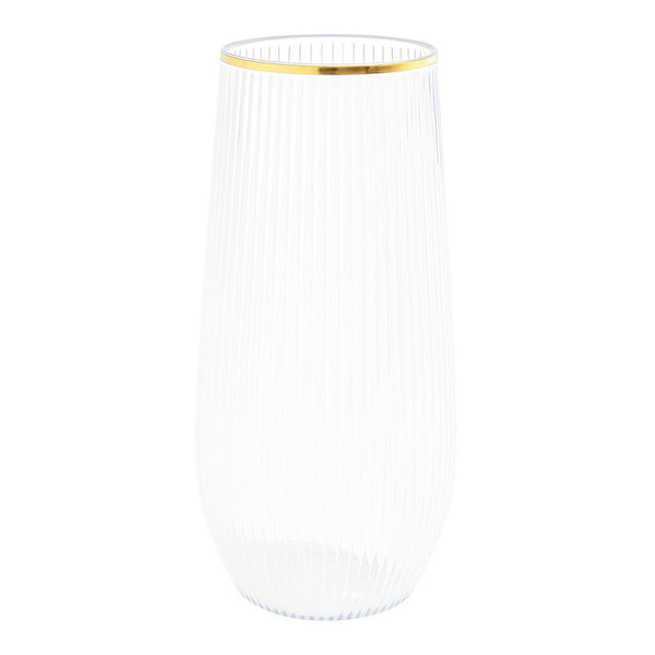 Disposable 6 Transparent & Gold Reusable Champagne & Cocktail Cups - Ribbed 