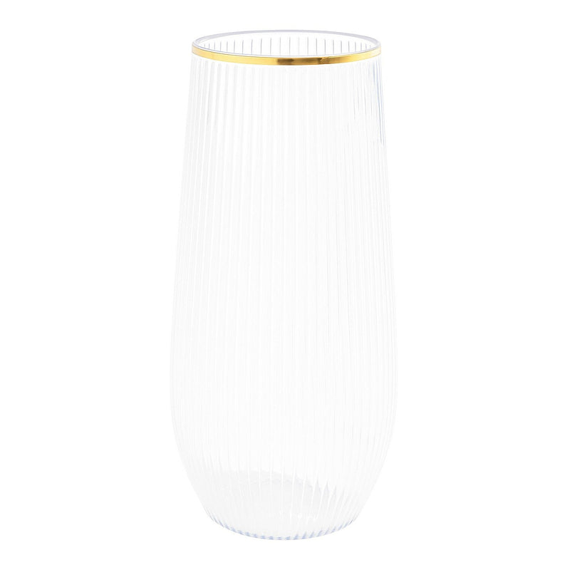 Disposable 6 Transparent & Gold Reusable Champagne & Cocktail Cups - Ribbed 