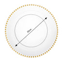 Disposable 2 Transparent & Gold Reusable Plastic Charger Plate 33 Cm - Beaded 