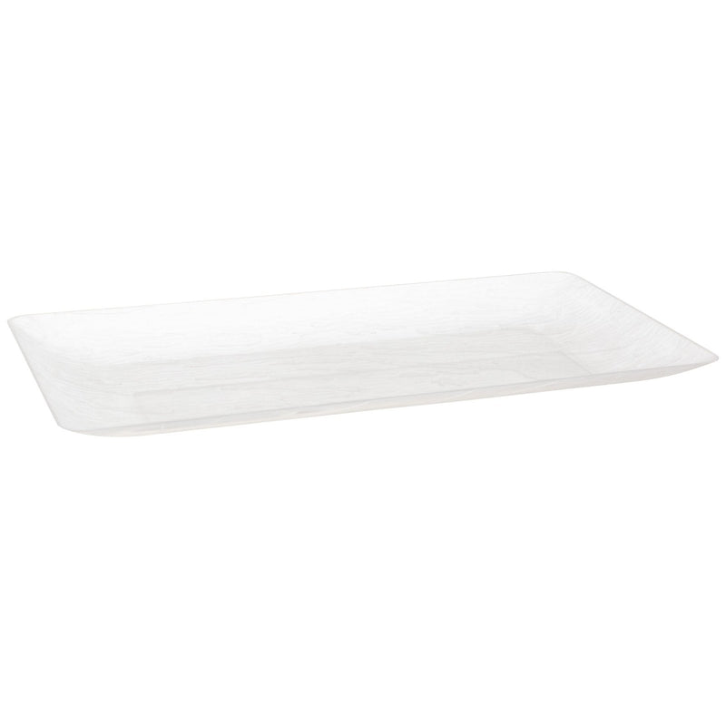 Disposable 1 Transparent Reusable Plastic Serving Tray 14x35cm - Mahogany 