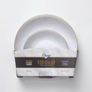 24 Pearl & Gold Reusable Plastic Dinnerware Set 26 cm + 19 cm - Ribbed
