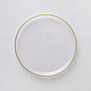 24 Transparent & Gold Reusable Plastic Dinnerware Set 26 cm + 17 cm - Pebbled Edge