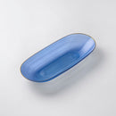 Blue & Gold Reusable Plastic Serving Bowl 30 cm - Edge