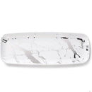 Disposable 2 White & Silver Oval Reusable Plastic Serving Tray 16x45cm - Marble 