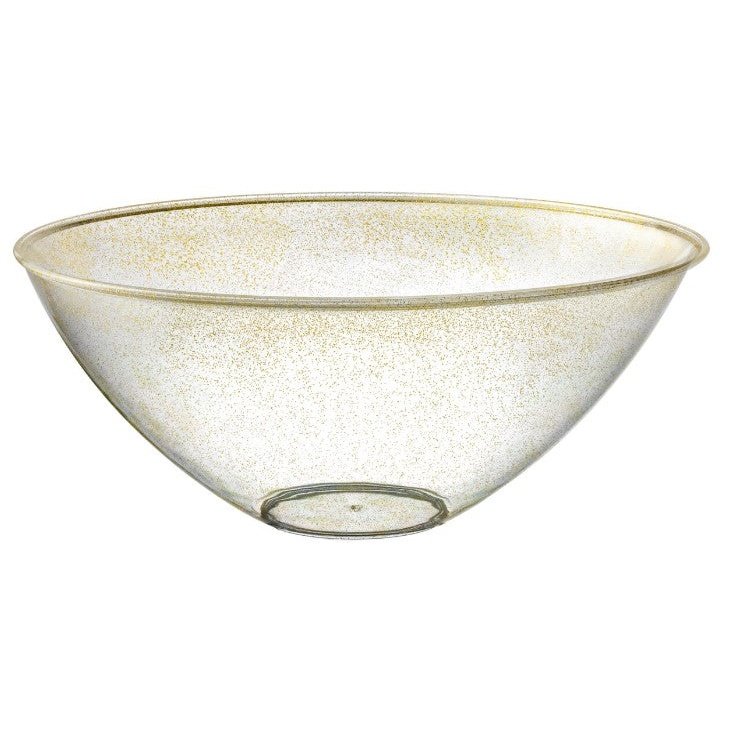 Disposable 1 Gold Glitter Reusable Plastic Serving Bowl 3.3L - Curve 