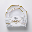 24 Pearl & Gold Reusable Plastic Dinnerware Set 26 cm + 19 cm - Eminence