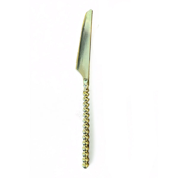 Disposable 12 Gold Reusable Plastic Knives - Pearl 