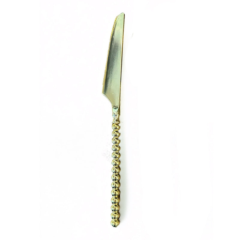 Disposable 12 Gold Reusable Plastic Knives - Pearl 
