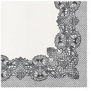 Disposable 50 Black & White Napkin 40x40cm - Airlaid Lace Frame 