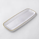 Transparent & Gold Reusable Plastic Serving Tray 43 cm - Edge