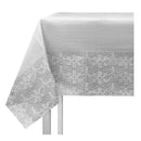 Disposable 1 White & Silver Rectangular Tablecloth 138x274cm - Printed 