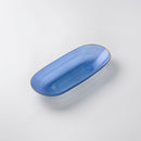 Blue & Gold Reusable Plastic Serving Tray 24 cm - Edge