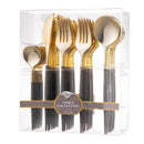 Disposable 40 Black & Gold Reusable Plastic Combo Cutlery - Noble 