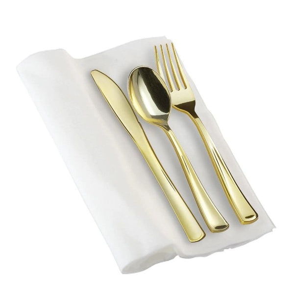 Disposable 10 Gold Reusable Combo Cutlery 