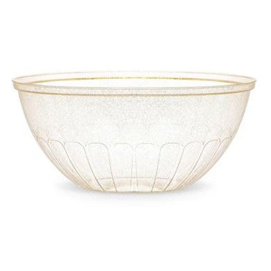 Disposable 1 Gold Glitter Reusable Plastic Serving Bowl - Round 