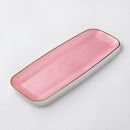 Pink & Gold Reusable Plastic Serving Tray 43 cm - Edge