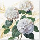 Disposable 20 White & Gold Napkin 33x33cm - ROMANTIC WHITE HYDRANGEAS 
