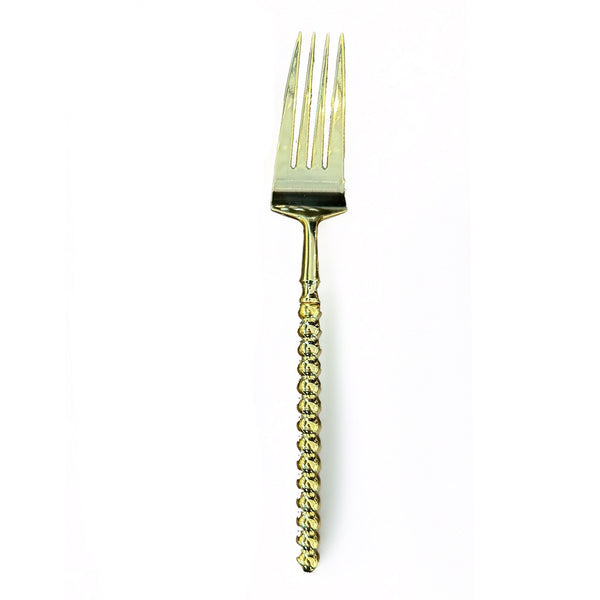 Disposable 12 Gold Reusable Plastic Forks - Pearl 