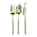 Disposable 36 Gold Glitter & Gold Reusable Plastic Combo Cutlery - Pearl 