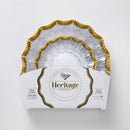 24 Transparent & Gold Reusable Plastic Dinnerware Set 26 cm + 19 cm - Heritage