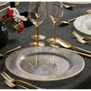 Disposable 24 Transparent & Gold Reusable Plastic Dinnerware Set 19cm + 26cm - Ribbed 