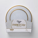 24 Transparent & Gold Reusable Plastic Dinnerware Set 26 cm + 17 cm - Pebbled Edge