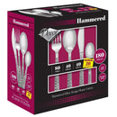 Disposable 180 Silver Reusable Plastic Combo Cutlery - Hammered 