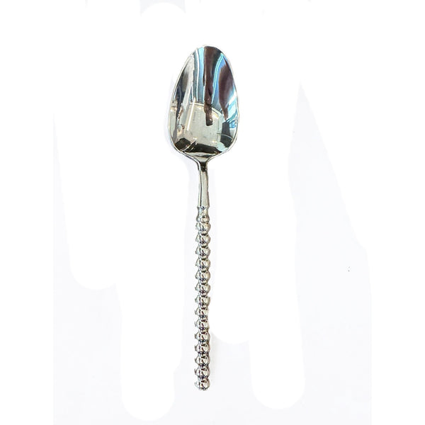 Disposable 12 Silver Reusable Plastic Spoons - Pearl 