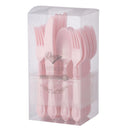 Disposable 40 Pink Reusable Plastic Combo Cutlery - Baroque 
