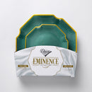 24 Green & Gold Reusable Plastic Dinnerware Set 26 cm + 19 cm - Eminence