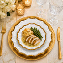 24 Pearl & Gold Reusable Plastic Dinnerware Set 26 cm + 19 cm - Heritage