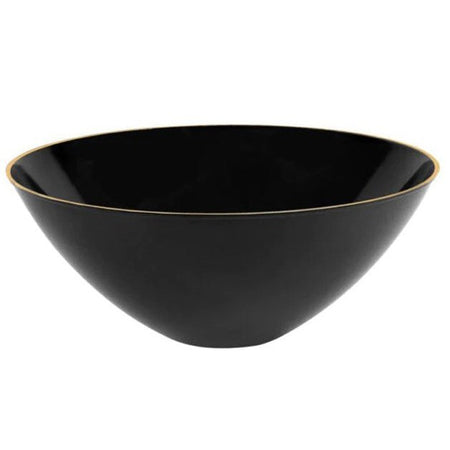Disposable 1 Black & Gold Reusable Plastic Serving Bowl 3.3L - Curve 