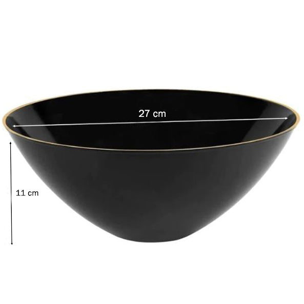 Disposable 1 Black & Gold Reusable Serving Bowl - Curve 